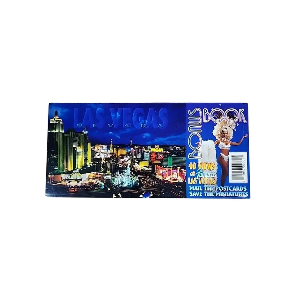 Las Vegas New York Postcard‎ Book Bonus 40 Views City Skyline Souvenir